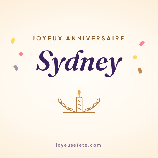 Image carrée « Joyeux anniversaire Sydney » pour WhatsApp
