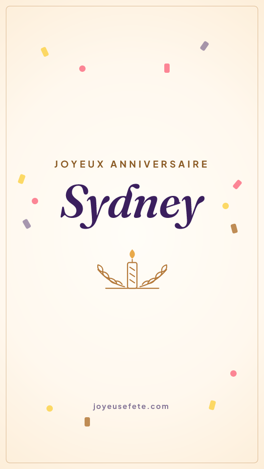 Image « Joyeux anniversaire Sydney » au format story