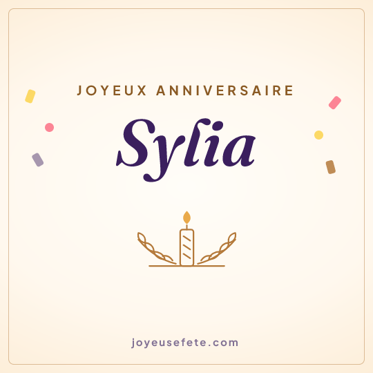Image carrée « Joyeux anniversaire Sylia » pour WhatsApp