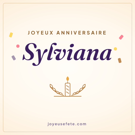 Image carrée « Joyeux anniversaire Sylviana » pour WhatsApp