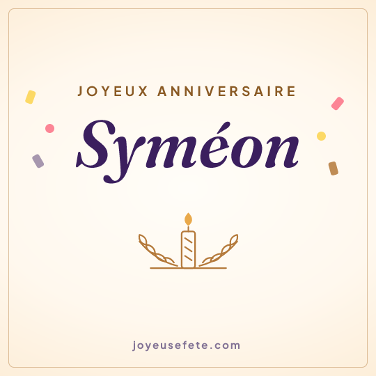 Image carrée « Joyeux anniversaire Syméon » pour WhatsApp