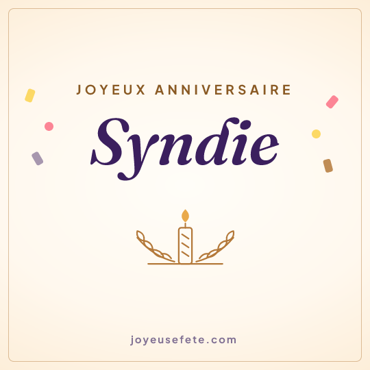 Image carrée « Joyeux anniversaire Syndie » pour WhatsApp