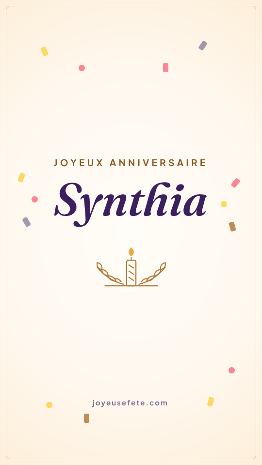 Image « Joyeux anniversaire Synthia » au format story