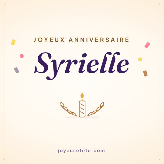 Image carrée « Joyeux anniversaire Syrielle » pour WhatsApp