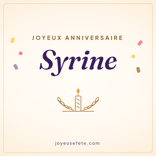 Image carrée « Joyeux anniversaire Syrine » pour WhatsApp