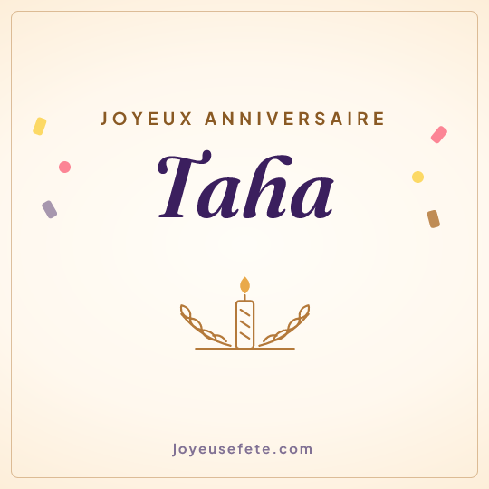 Image carrée « Joyeux anniversaire Taha » pour WhatsApp