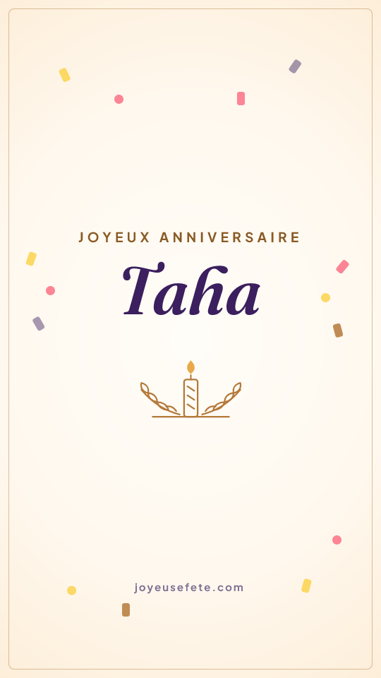 Image « Joyeux anniversaire Taha » au format story