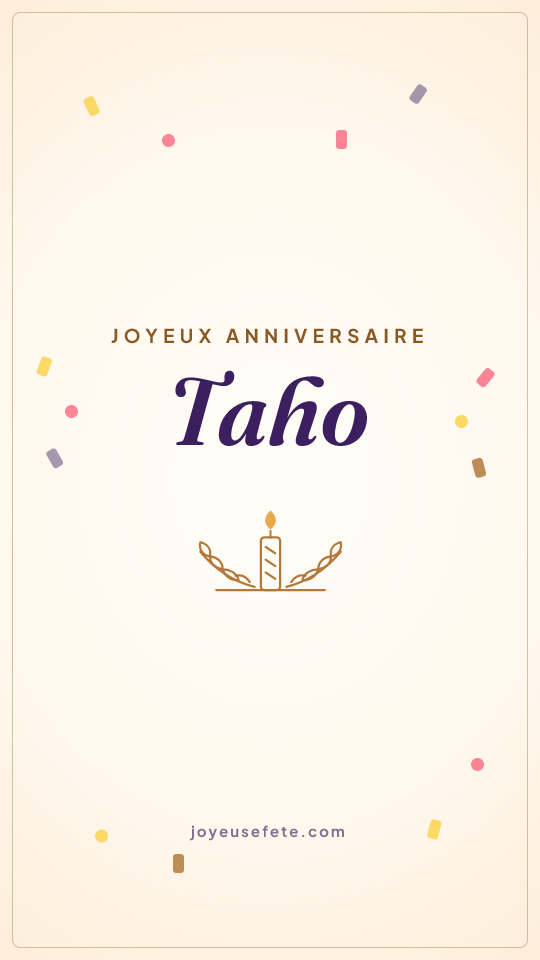 Image « Joyeux anniversaire Taho » au format story