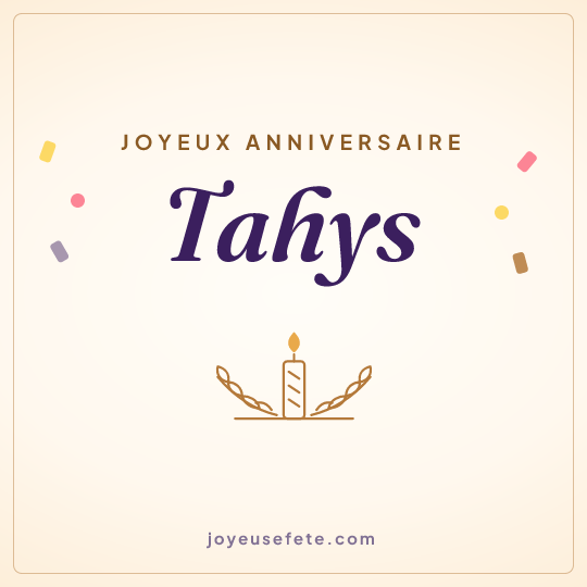 Image carrée « Joyeux anniversaire Tahys » pour WhatsApp