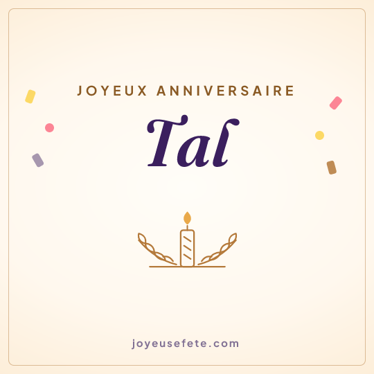 Image carrée « Joyeux anniversaire Tal » pour WhatsApp