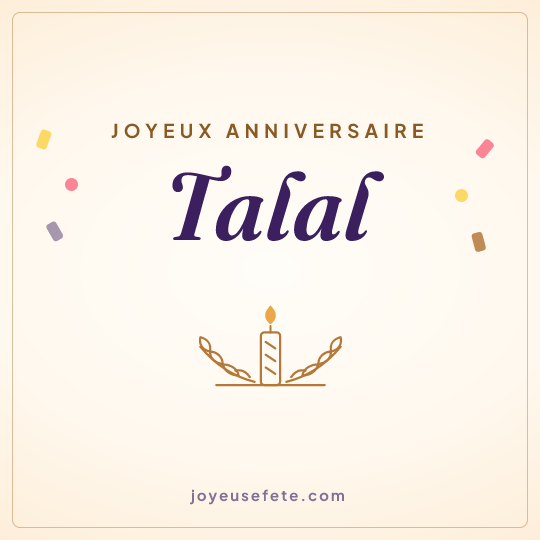 Image carrée « Joyeux anniversaire Talal » pour WhatsApp