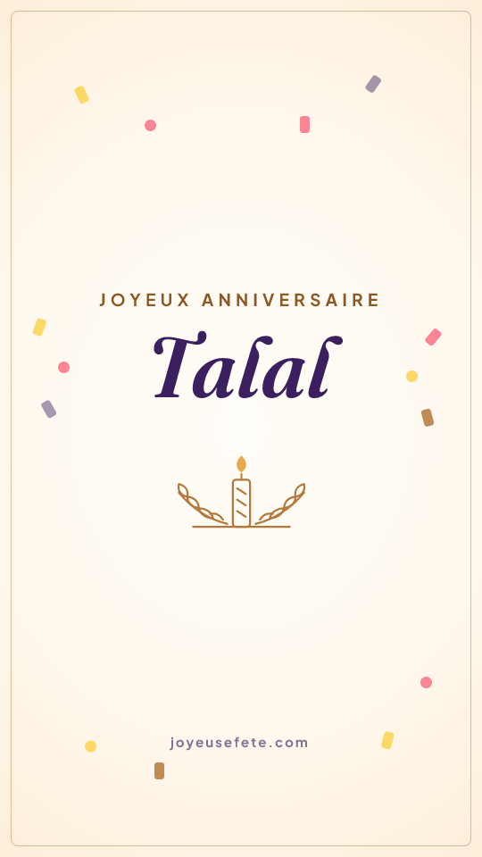 Image « Joyeux anniversaire Talal » au format story