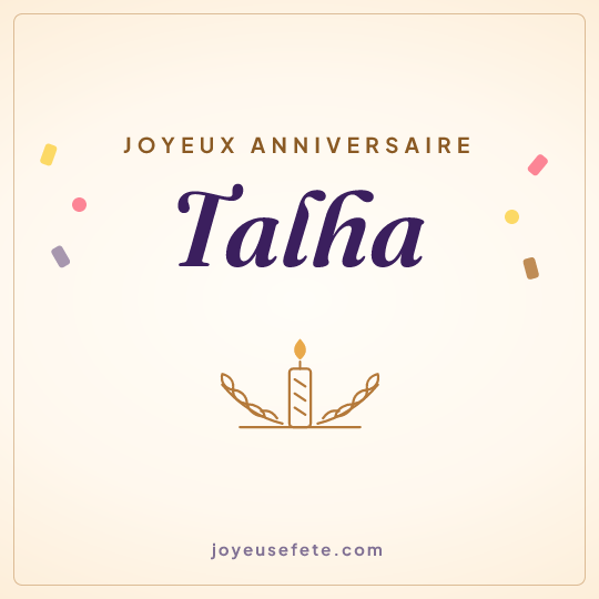 Image carrée « Joyeux anniversaire Talha » pour WhatsApp