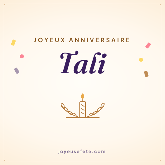 Image carrée « Joyeux anniversaire Tali » pour WhatsApp