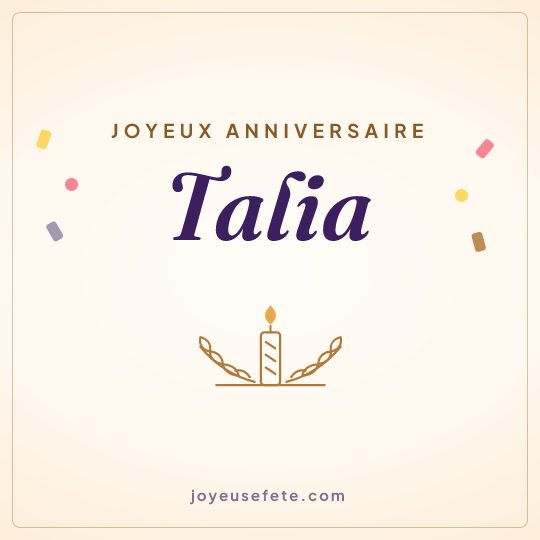 Image carrée « Joyeux anniversaire Talia » pour WhatsApp
