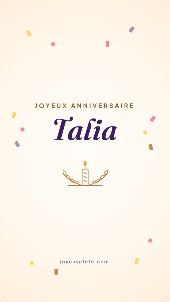 Image « Joyeux anniversaire Talia » au format story