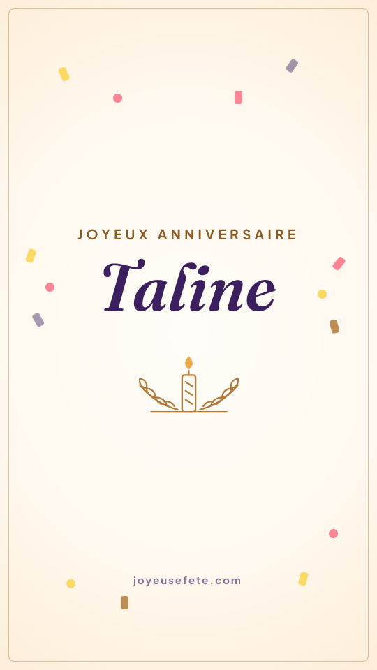 Image « Joyeux anniversaire Taline » au format story