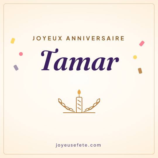 Image carrée « Joyeux anniversaire Tamar » pour WhatsApp