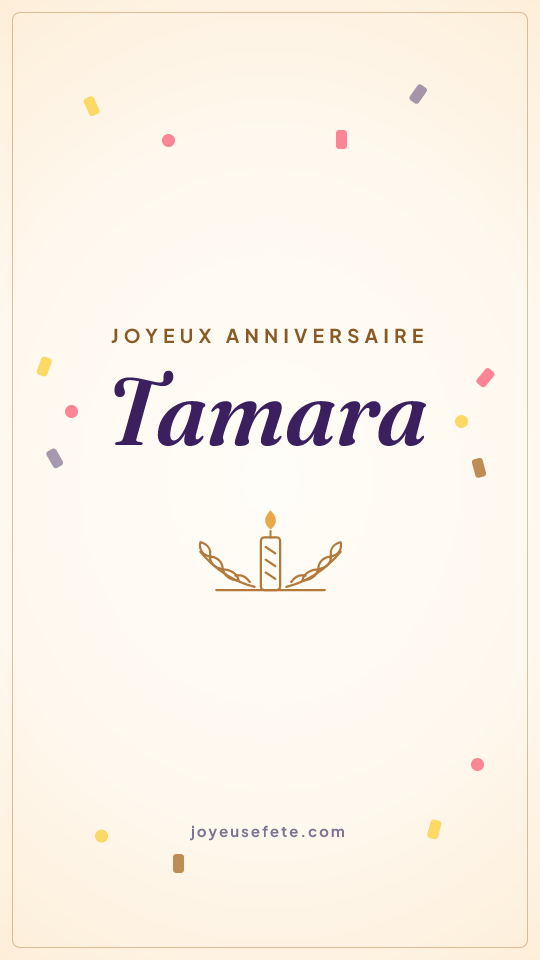 Image « Joyeux anniversaire Tamara » au format story