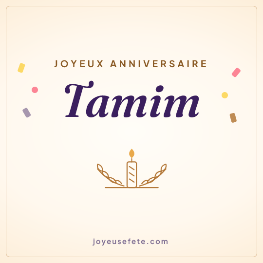 Image carrée « Joyeux anniversaire Tamim » pour WhatsApp