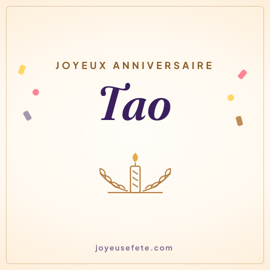 Image carrée « Joyeux anniversaire Tao » pour WhatsApp