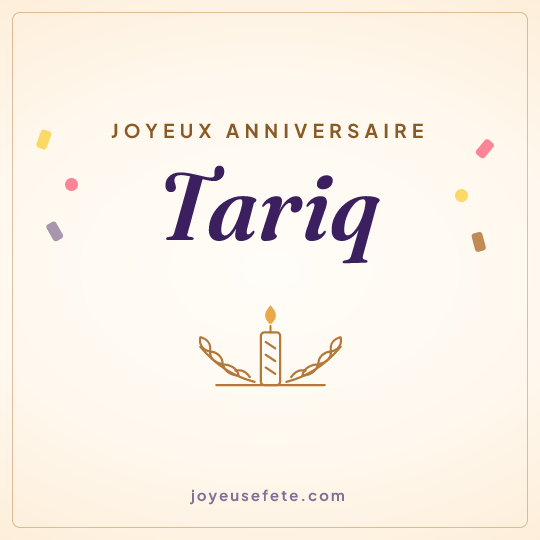 Image carrée « Joyeux anniversaire Tariq » pour WhatsApp