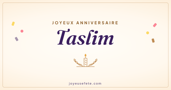 Image « Joyeux anniversaire Taslim » au format large