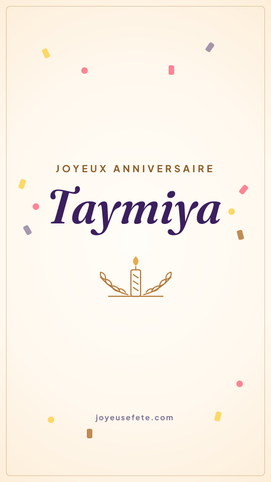 Image « Joyeux anniversaire Taymiya » au format story