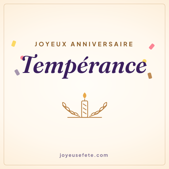 Image carrée « Joyeux anniversaire Tempérance » pour WhatsApp