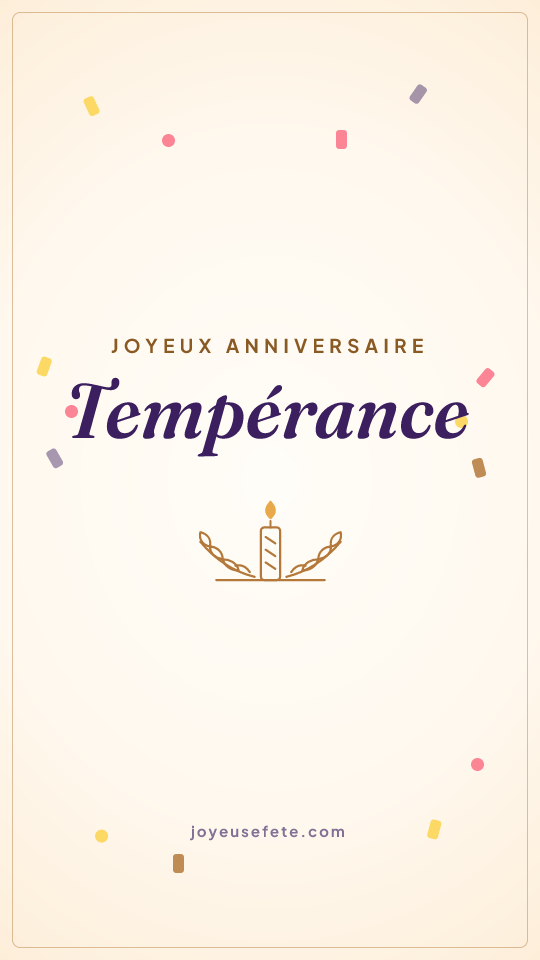 Image « Joyeux anniversaire Tempérance » au format story