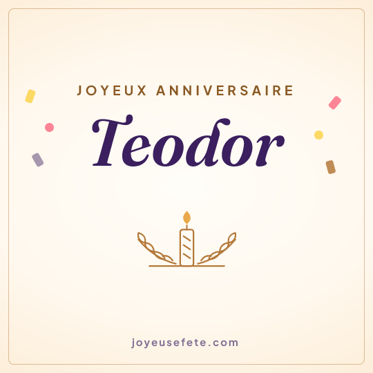 Image carrée « Joyeux anniversaire Teodor » pour WhatsApp