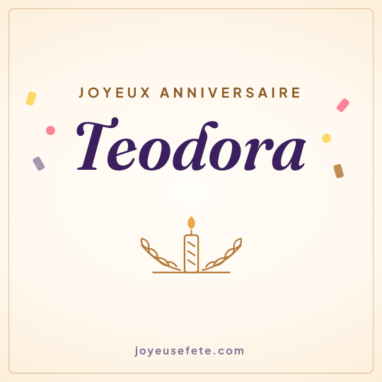 Image carrée « Joyeux anniversaire Teodora » pour WhatsApp