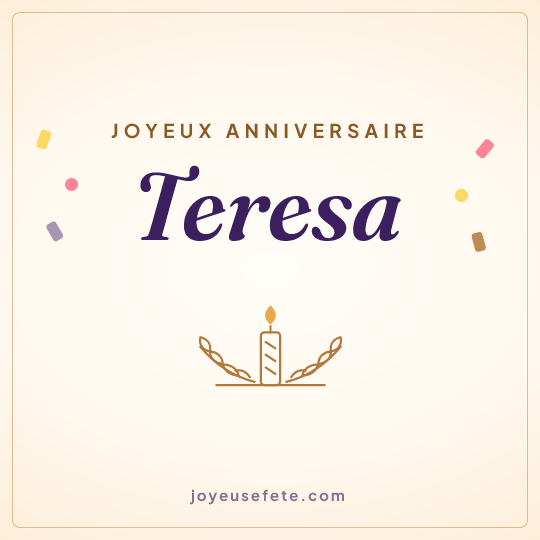 Image carrée « Joyeux anniversaire Teresa » pour WhatsApp