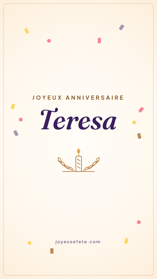 Image « Joyeux anniversaire Teresa » au format story