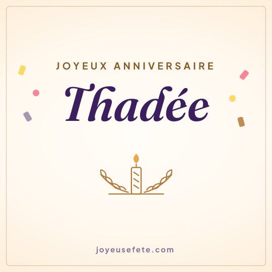 Image carrée « Joyeux anniversaire Thadée » pour WhatsApp