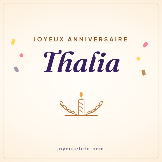 Image carrée « Joyeux anniversaire Thalia » pour WhatsApp