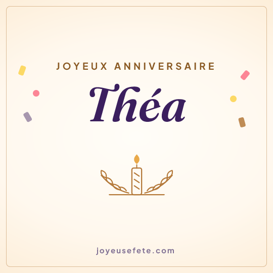 Image carrée « Joyeux anniversaire Théa » pour WhatsApp