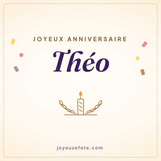 Image carrée « Joyeux anniversaire Théo » pour WhatsApp