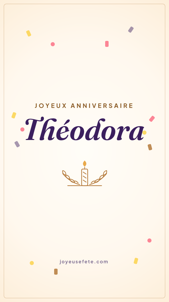 Image « Joyeux anniversaire Théodora » au format story