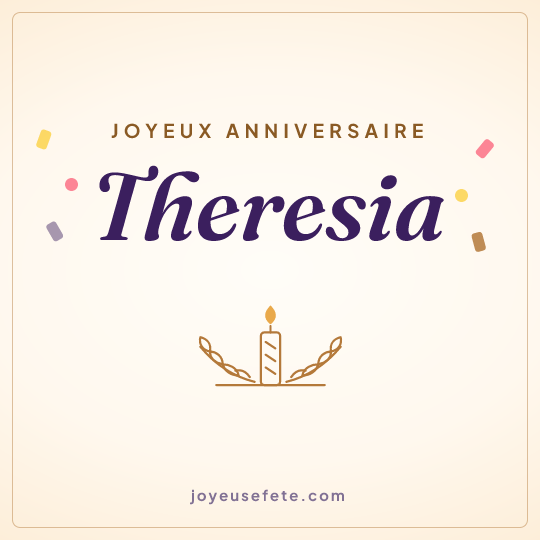 Image carrée « Joyeux anniversaire Theresia » pour WhatsApp