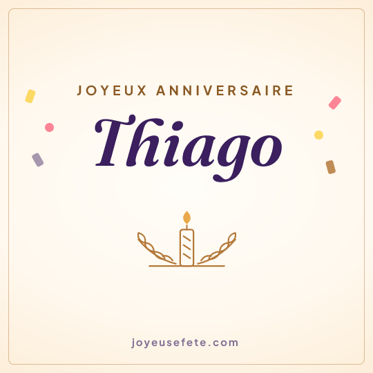 Image carrée « Joyeux anniversaire Thiago » pour WhatsApp
