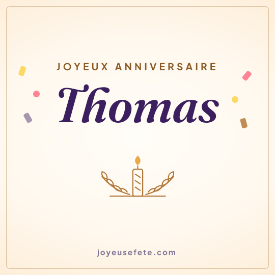 Image carrée « Joyeux anniversaire Thomas » pour WhatsApp