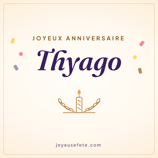 Image carrée « Joyeux anniversaire Thyago » pour WhatsApp