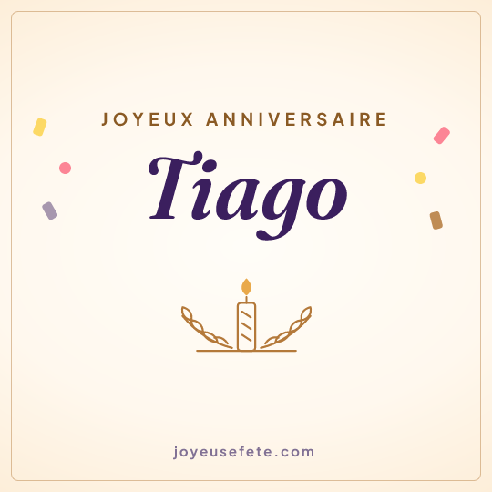 Image carrée « Joyeux anniversaire Tiago » pour WhatsApp
