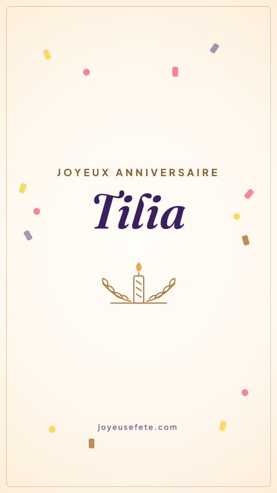 Image « Joyeux anniversaire Tilia » au format story