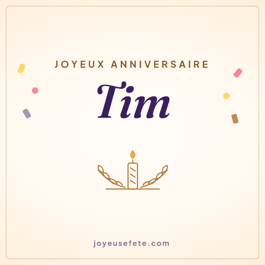 Image carrée « Joyeux anniversaire Tim » pour WhatsApp