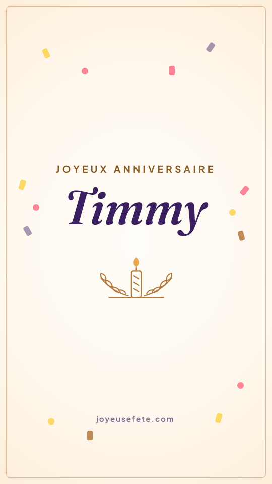 Image « Joyeux anniversaire Timmy » au format story