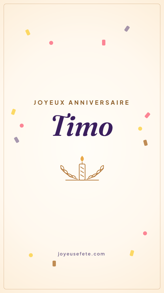 Image « Joyeux anniversaire Timo » au format story