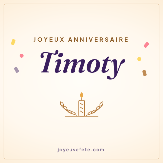 Image carrée « Joyeux anniversaire Timoty » pour WhatsApp