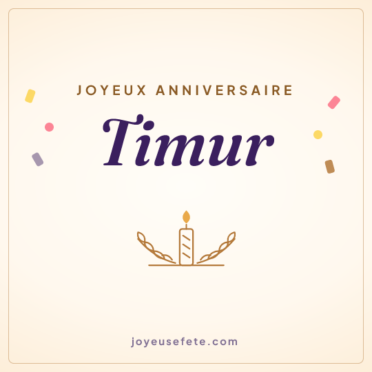 Image carrée « Joyeux anniversaire Timur » pour WhatsApp